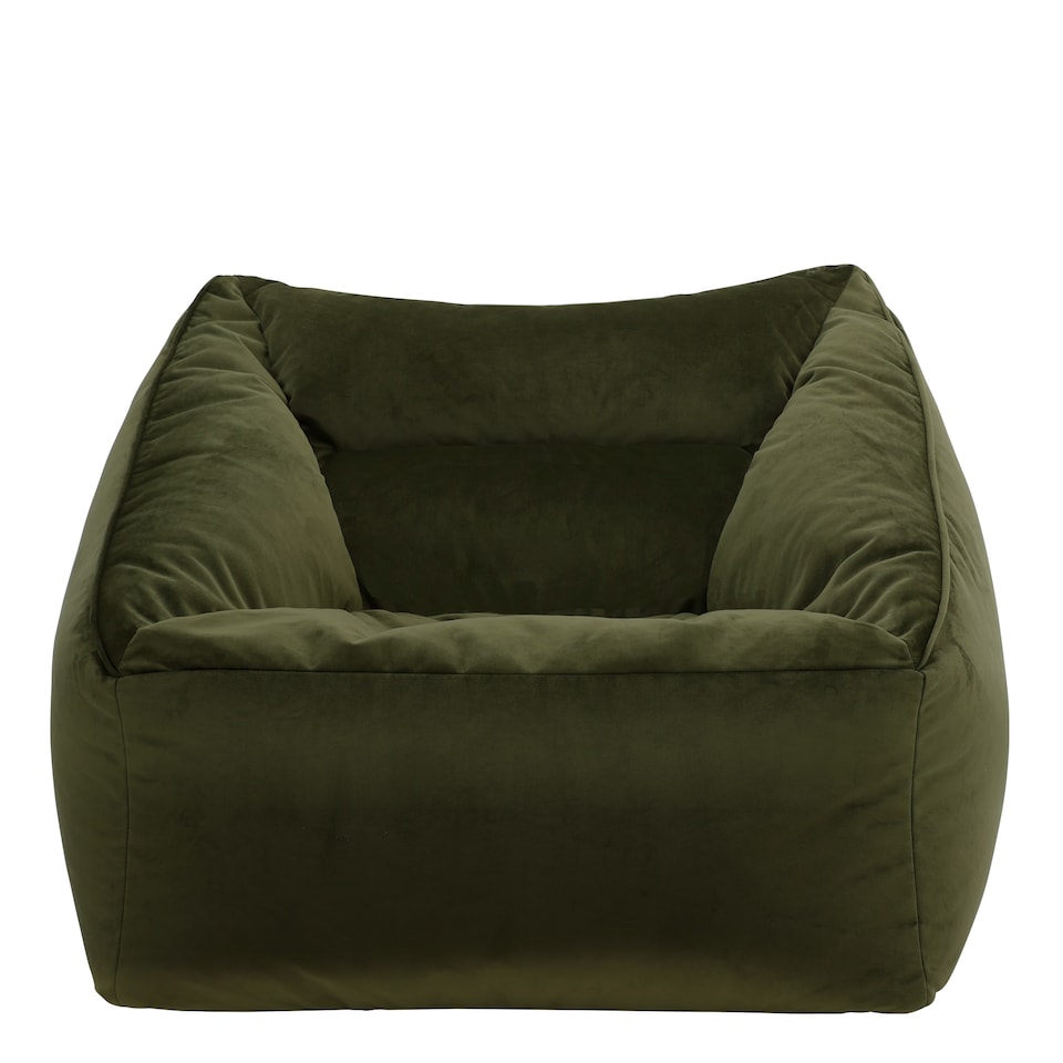 image 1 of Natalia Velvet Adults Bean Bag Armchair, Ready Filled Large Beanbag Olive Green | Green | Olive Green | XL | 1