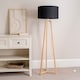 image 2 of ValueLights Lottie Natural Wood Tripod Floor Lamp Black Shade and Bulb