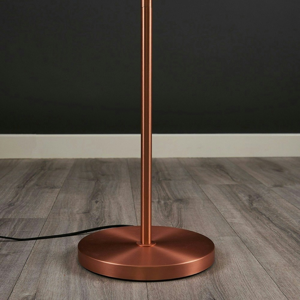 image 1 of ValueLights Forseti Brushed Copper Floor Lamp and LED Bulb