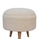 image 5 of Artisan Furniture Solid Wood Cream Boucle Rounded Footstool, Upholstered, Brown and Cream