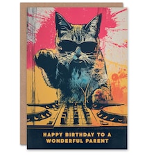 Wonderful Grunge DJ Lover Vinyl Decks Parent Birthday Card