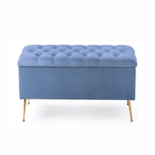 180cm Amara Chesterfield Ottoman Storage Bench - Plush Velvet Shoes Bench - Duck Egg Upholstery Footstool Storage with Legs
