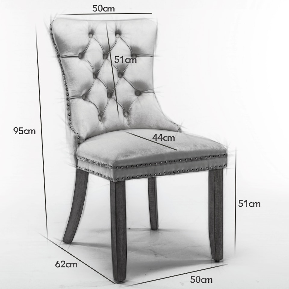 image 1 of Winchester Set of 6 Velvet Dining Chairs with Metal Legs