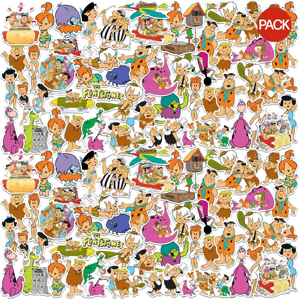 The Flintstones Deluxe Character Stickers (Pack of 100) - Multicoloured - One Size