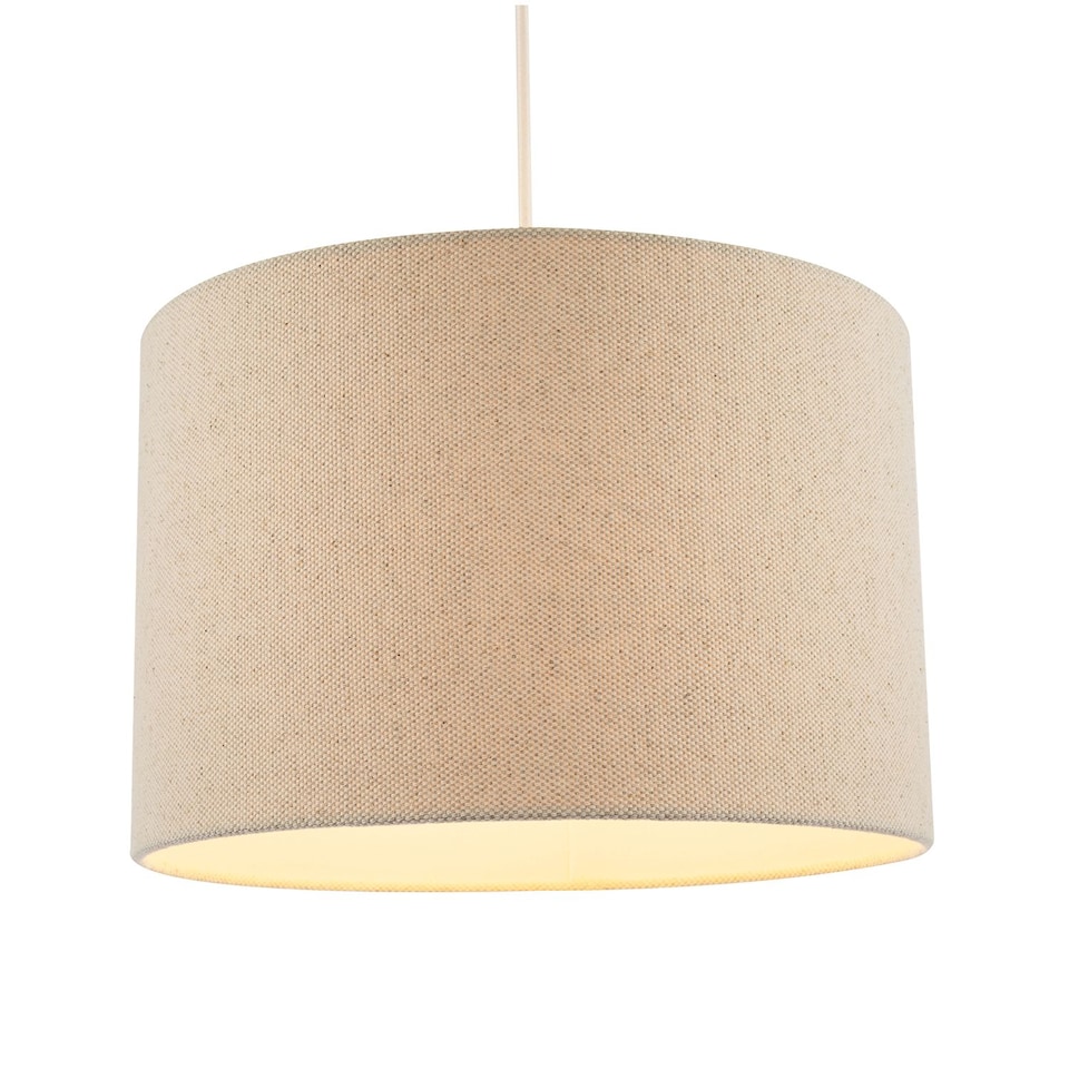 image 1 of Light Taupe Oatmeal Linen Fabric Drum Lamp Shade with Cotton Lining | Cream | Oatmeal | 1