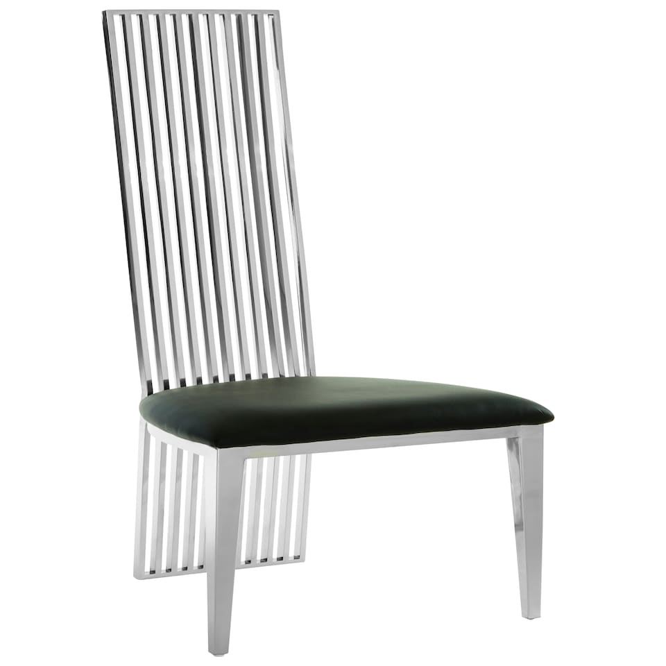 image 1 of Interiors by Premier Silver Finish Dining Chair, Backrest Velvet Office Chair, High Back Dining Chair with Silver Frame