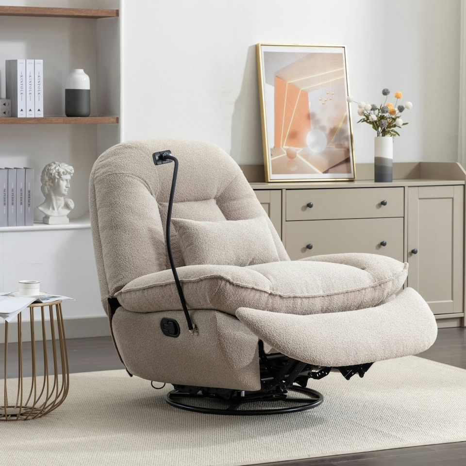 Fallon Boucle Swivel Recliner Chair - Light Brown | Tesco