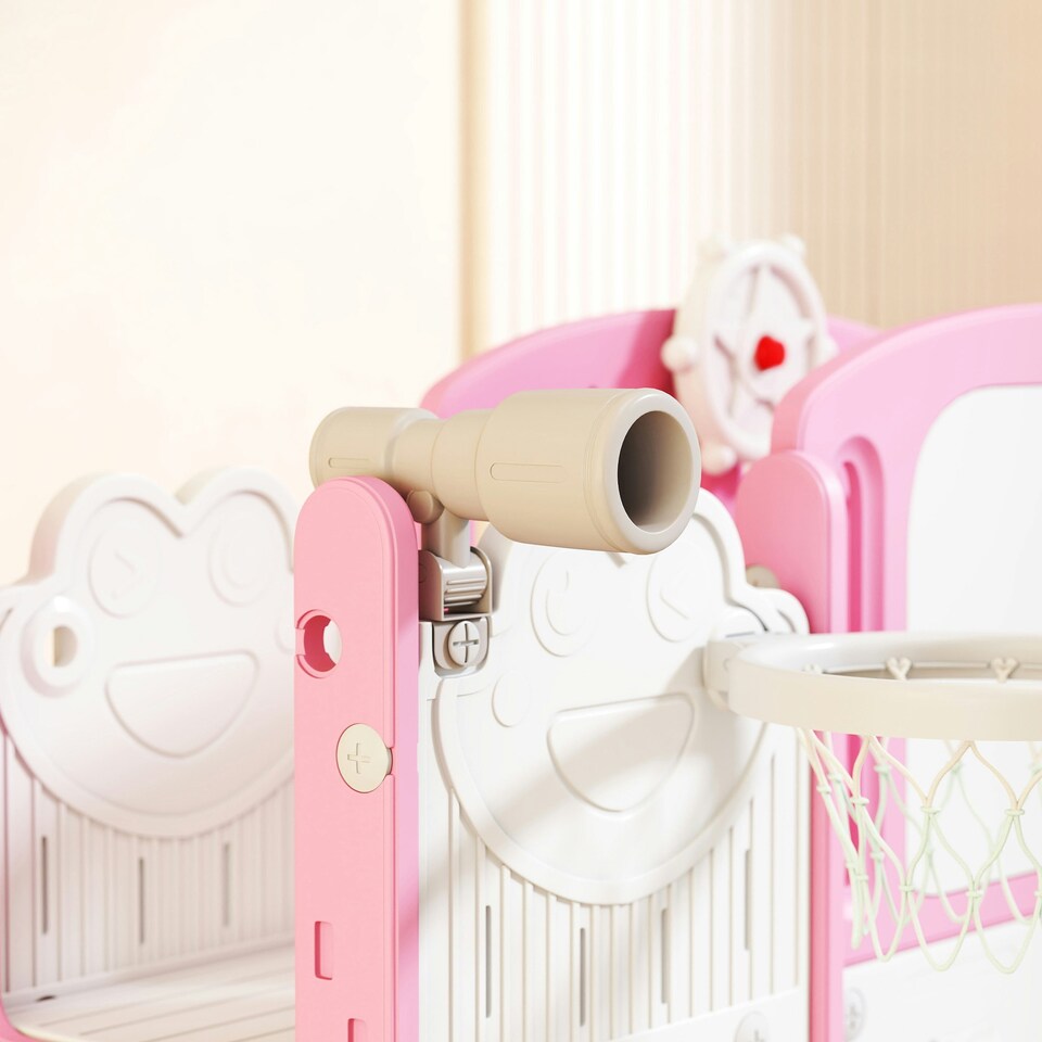 image 1 of AIYAPLAY 7 in 1 Toddler Slide Set, Frog Theme Playset with Basketball Hoop