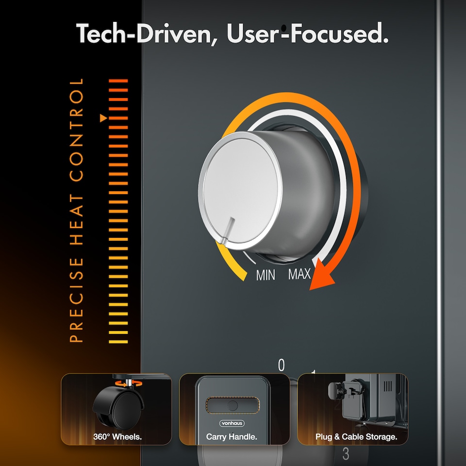 image 1 of VonHaus Oil Filled Radiator 9 Fin Portable Electric Heater