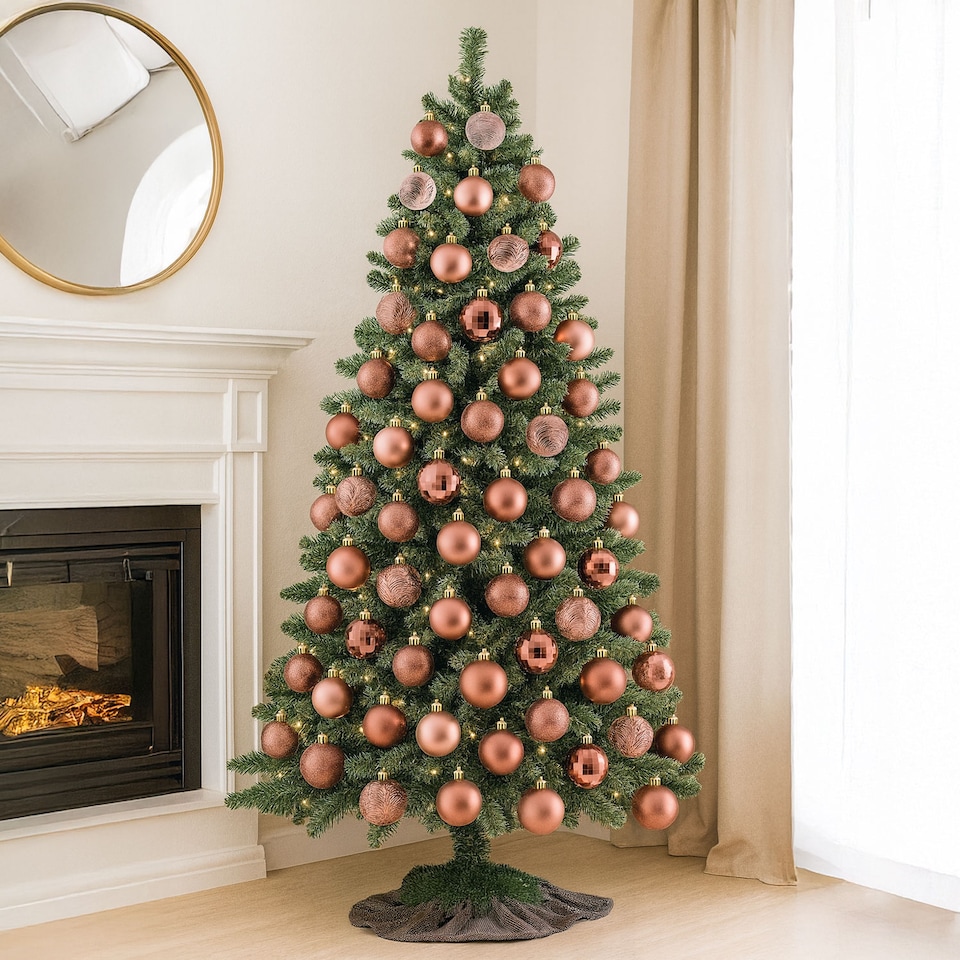 image 1 of Christmas Tree Ornaments Baubles Set | Pink | Champange