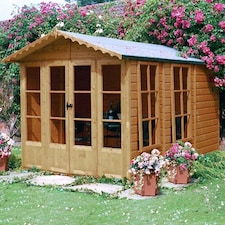 Kensington 7 x 10 Feet Double Door with Large Opening Window Summerhouse Brown