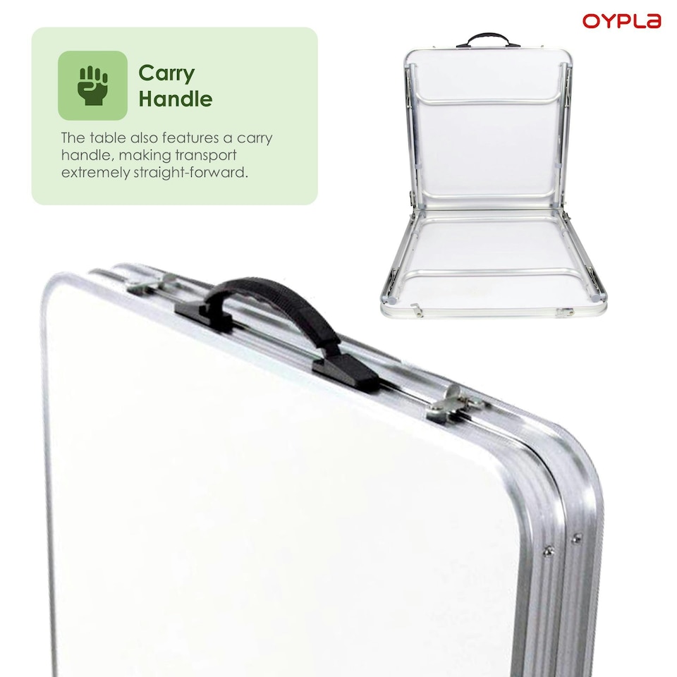 image 1 of Oypla 6ft Folding Outdoor Camping Picnic Market Kitchen Work Top Table White