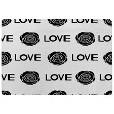Rose & Love Print (Rug) Black | XL: 160x230cm