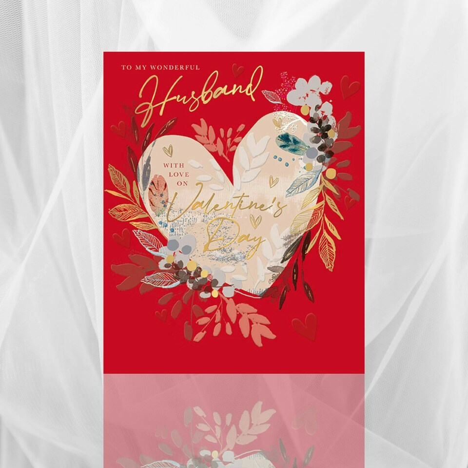 image 1 of Words 'n' Wishes Valentine Day Card to my Wonderful Husband on Valentine's Day, 23 x 19 cms, Red