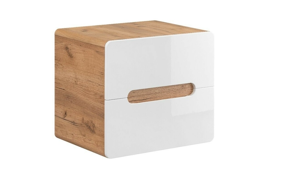image 1 of 600mm Vanity Unit for Countertop Sink Wall Bathroom Cabinet with Drawers Handleless White Gloss Oak Arub