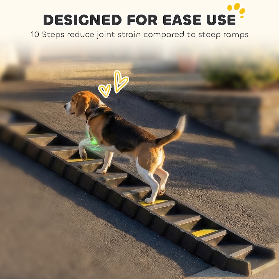 image 1 of PawHut Foldable Dog Ramp for Car, Non-Slip Dog Stairs for SUVs Truck, Black