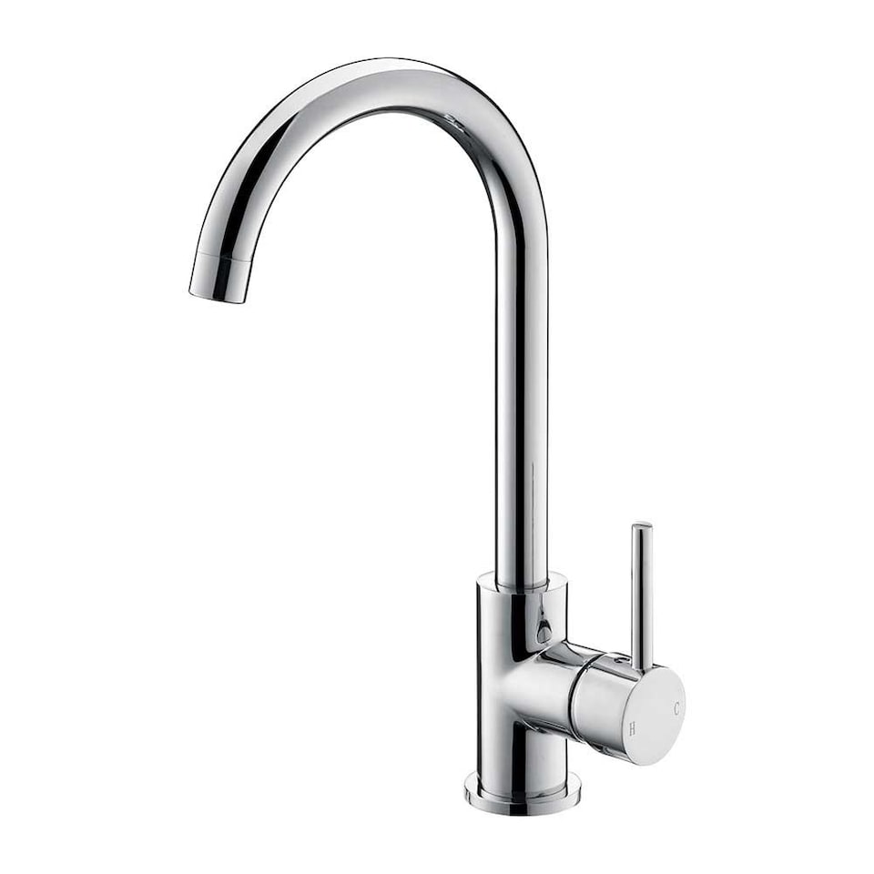 image 1 of Monobloc Swan Neck Kitchen Sink Mixer Tap Single Lever Chrome