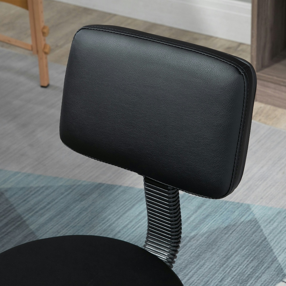 image 1 of HOMCOM Adjustable Swivel Salon Chair Padded Seat Back 5 Wheels Black