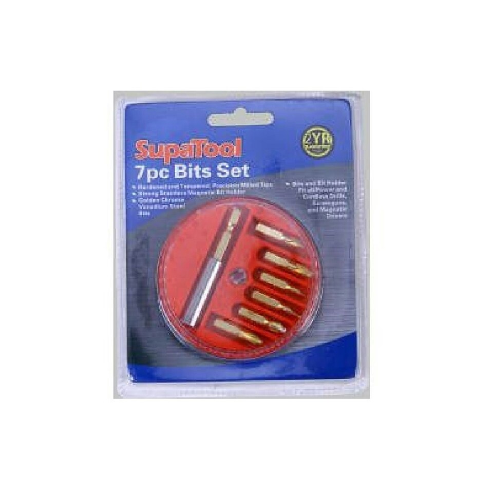 SupaTool 7 Piece Bits Set - Silver/Red - One Size