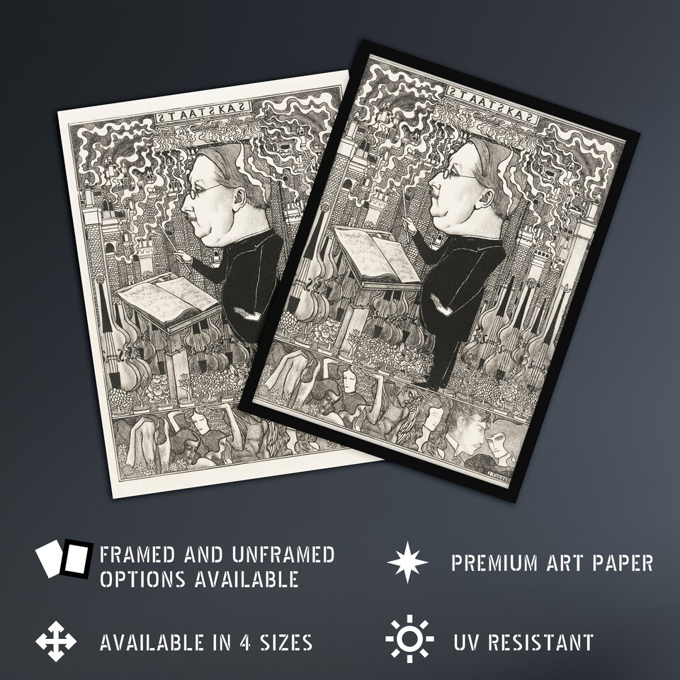 image 1 of Conductor Violins Smoking Chimneys Vintage Wall Art Print Toorop 12x16"