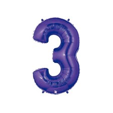 Oaktree Number 3 Foil Balloon - Purple - One Size