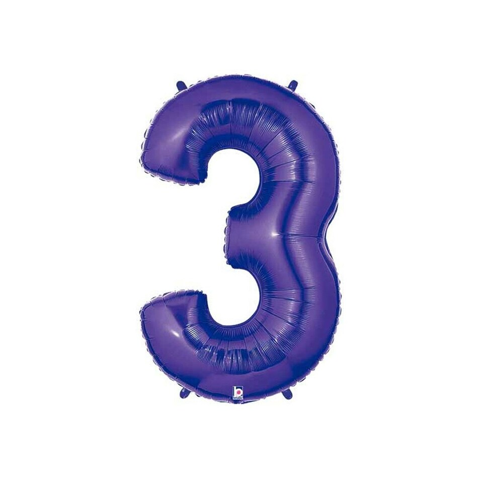 Oaktree Number 3 Foil Balloon - Purple - One Size