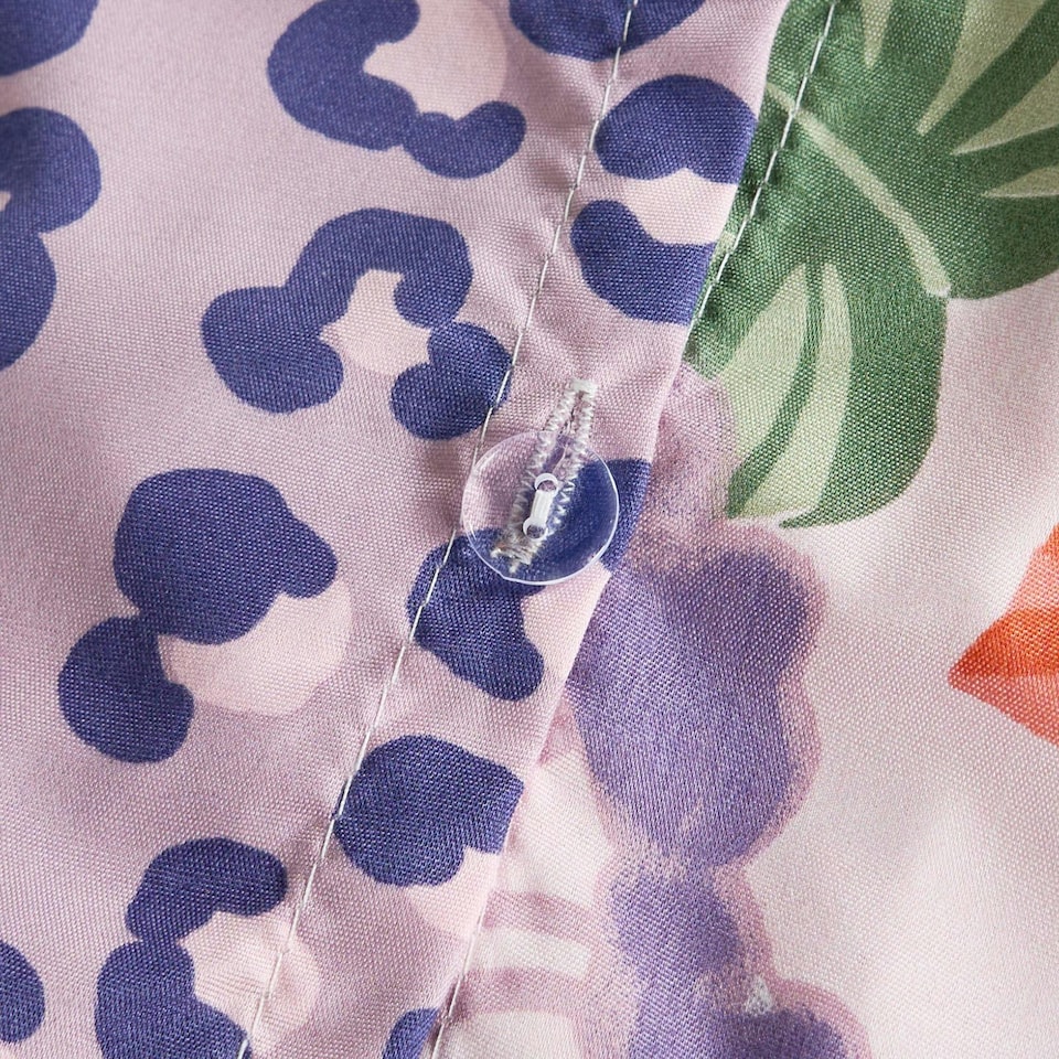 image 1 of OHS Safari Print Reversible Microfibre Duvet Cover and Pillowcase Set, Single - Purple