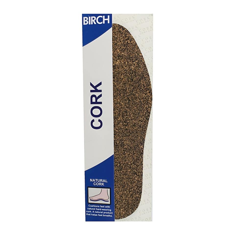 image 1 of BIRCH Cork Insoles One Size - Trim to Fit Mouldable Comfort Support | Brown