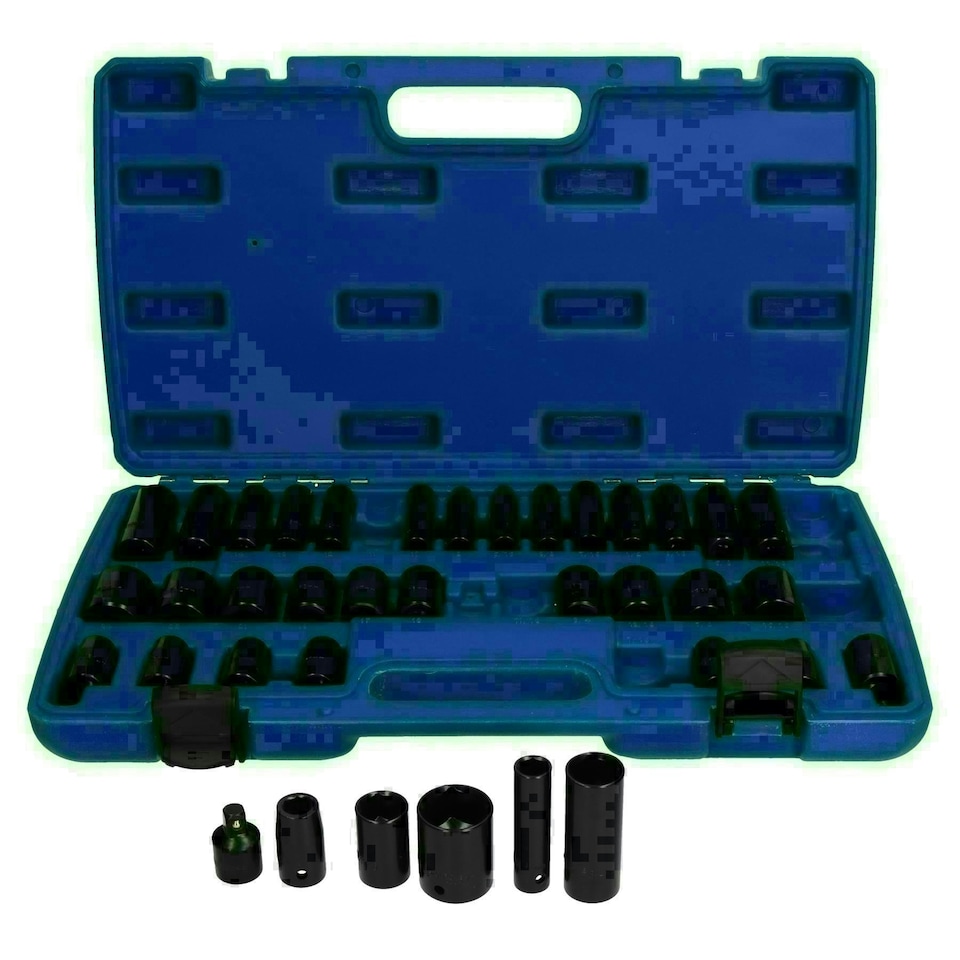 image 1 of Metric and Imperial Shallow and Deep Impact Sockets 3/8" and 1/2" Drive 37pc
