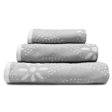 Luxury Marrakesh Floral Geo Patterned Towels - 100% Cotton Grey | Dove Grey | Hand towel