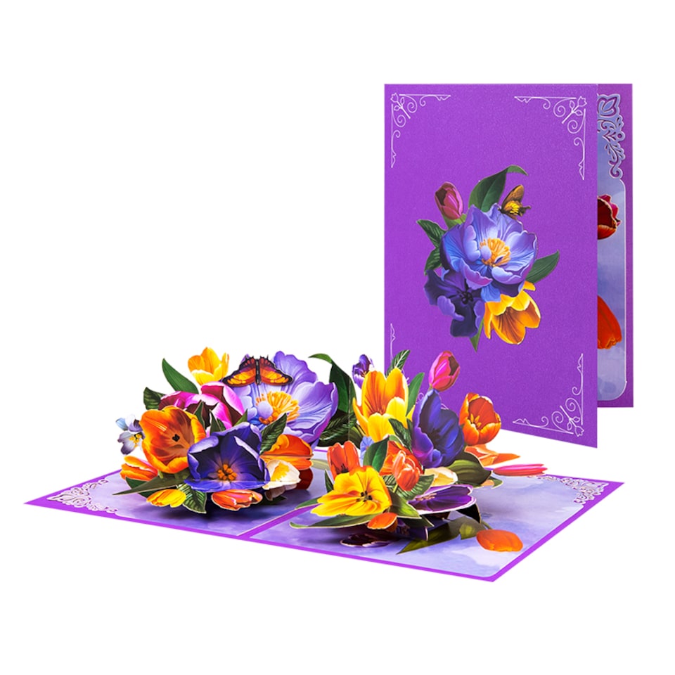 image 1 of Joyful Blossoms Spring Bouquet 3D Pop Up Greeting Card