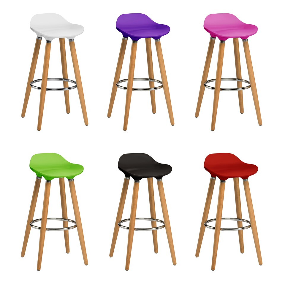 image 1 of Interiors by Premier Black Abs Beech Wood Bar Stool, Easy to Clean Kitchen Bar Stool, Footrest Support Bar Stool