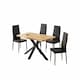 image 1 of Brown Wooden Dining Table with 4 Black Chairs  Kitchen Dining room