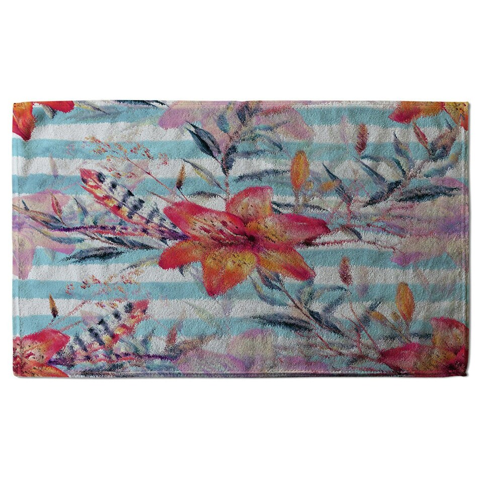 image 1 of Bouquet of watercolor tiger lilies (Bath Towel)