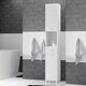 image 1 of Ice Cave Narrow Bathroom Storage Cabinet with 2 Doors & 1 Drawer with Silver Handles in White with White High Gloss Fronts