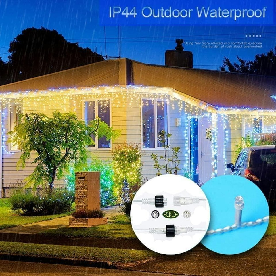 image 1 of 720 White & Warm White LED Connectable MF Icicle String Lights - 15m