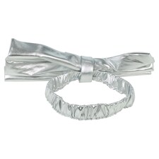 50cm Large Metallic Christmas Chair Bows Sashes Party Dining Decor Wedding | Silver | Silver | Set of 4