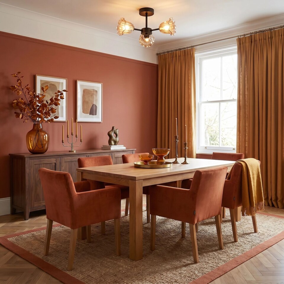 image 1 of Designer Matte Black Ceiling Light with Amber Floral Glass Shades