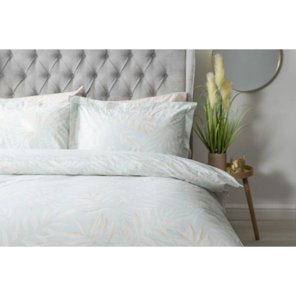 image 1 of Belledorm Clara Leaves Duvet Cover Set - Duck Egg - King