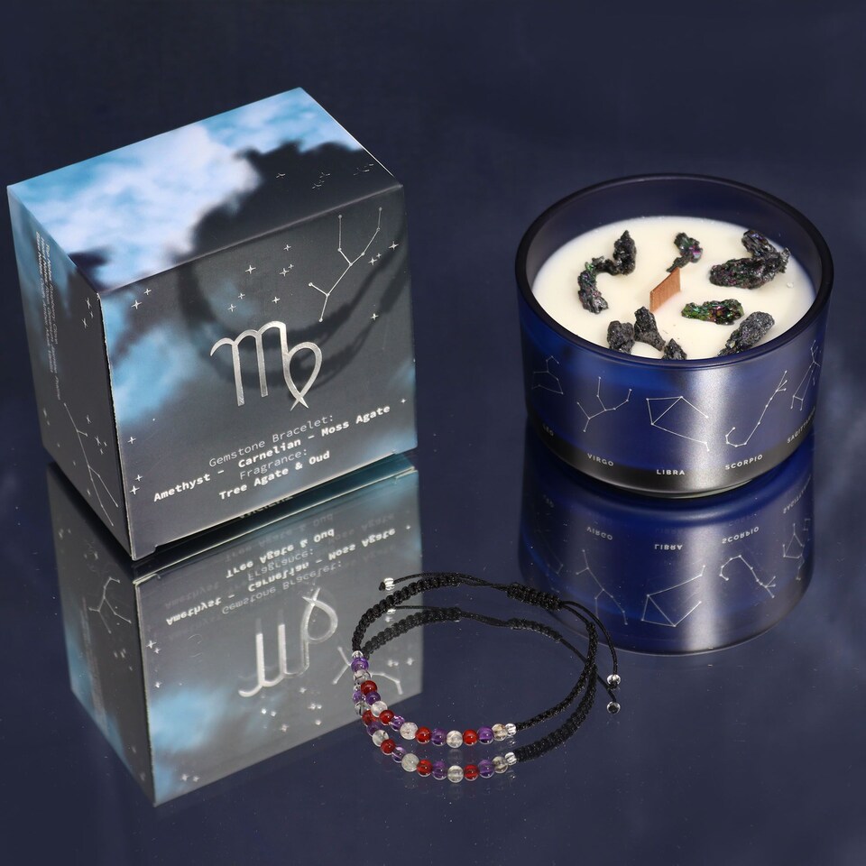 image 1 of Zodiac Crystal Candle with Gemstone Bracelet - Virgo