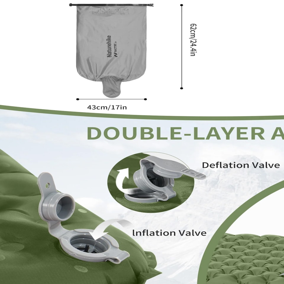 image 1 of TuYe 4.6 Ultralight Inflatable Square Mattress | Green | Army Green | Long