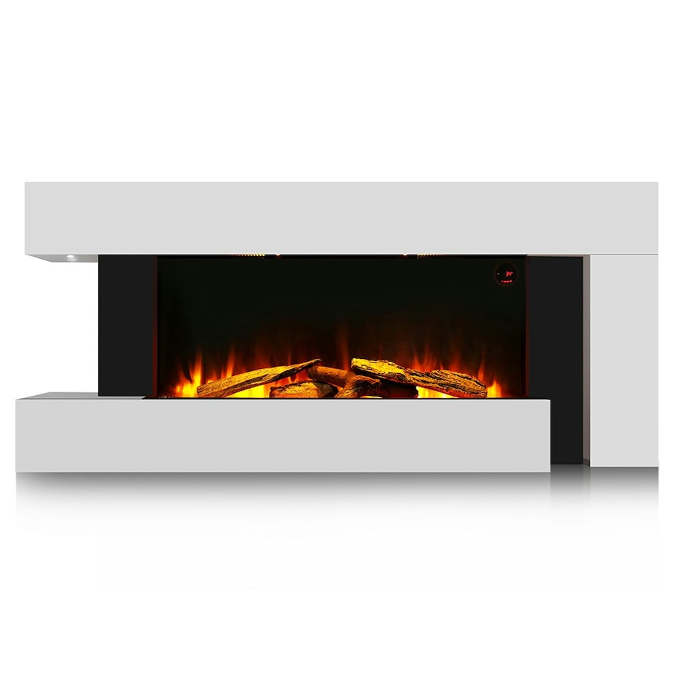 image 1 of Living and Home 50 inch 7 Shape Electric Fireplace with Wooden Mantel, Remote Control,2000W