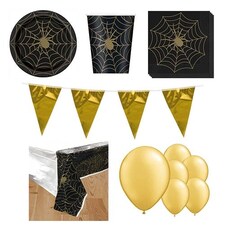 Gold Spider Web 8 Person Deluxe Party Pack