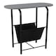 image 1 of Slim Oval Side End Table with Magazine Holder Sling Rack Coffee Snacks Newspapers | Multi | Grey