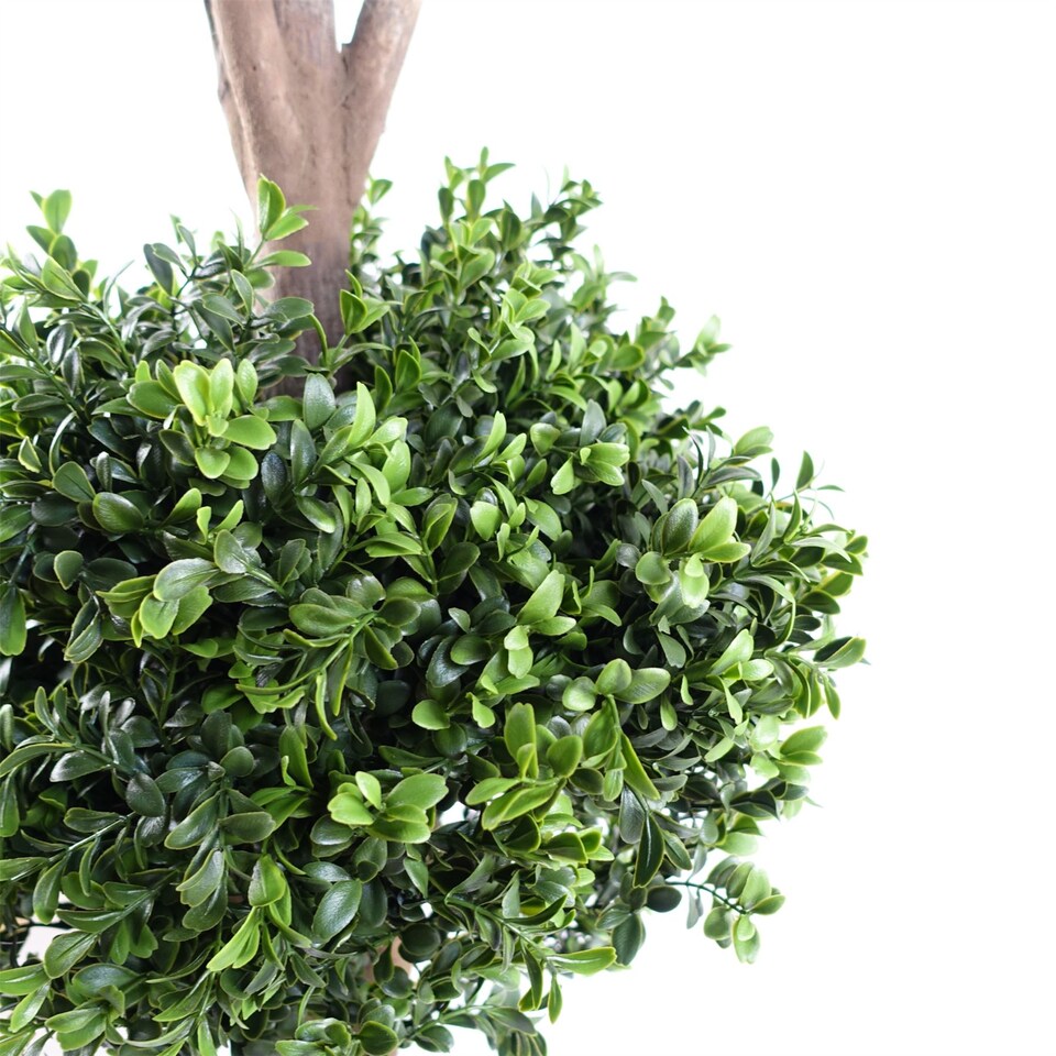 image 1 of 120cm Pair of Buxus Triple Ball Artificial Tree UV Resistant Outdoor Topiary | Green | 4ft