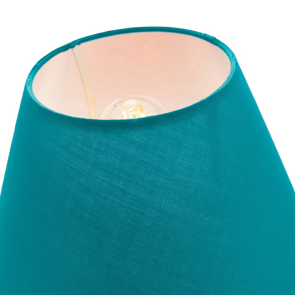 image 1 of Traditional 8 Inch Vivid Teal Cotton Fabric Coolie Lamp Shade Green