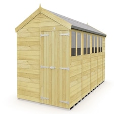 8 x 18 Feet Apex Shed - Double Door With Windows - Wood - L533 x W231 x H217 cm | Brown