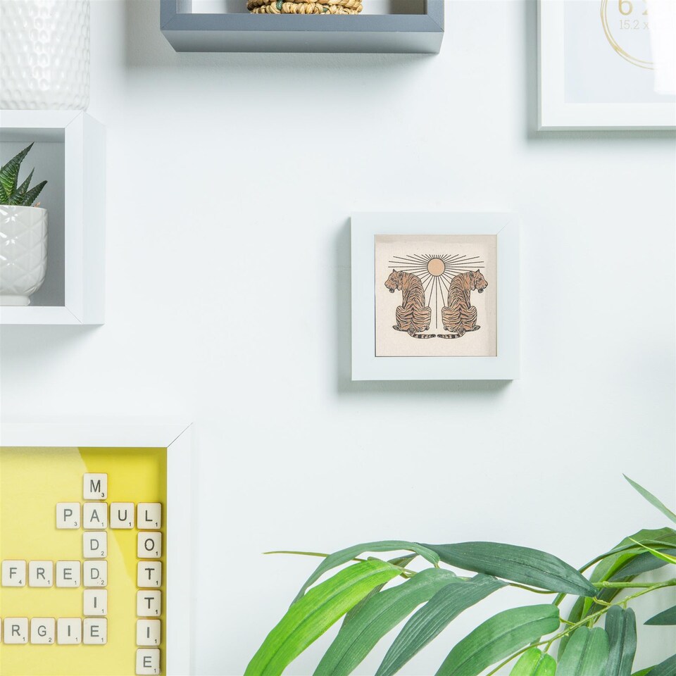 image 1 of Nicola Spring 4 x 4" Photo Frame - White - 3D Photo Frame Picture Frame Box Portrait Display Case (12.5 x 12.5cm)