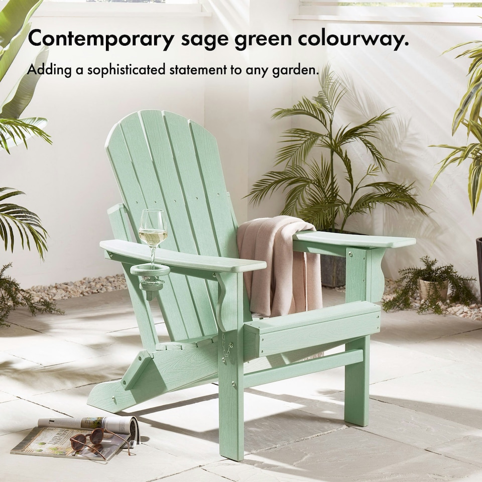 image 1 of VonHaus Westport HDPE Sage Green Folding Adirondack Chair