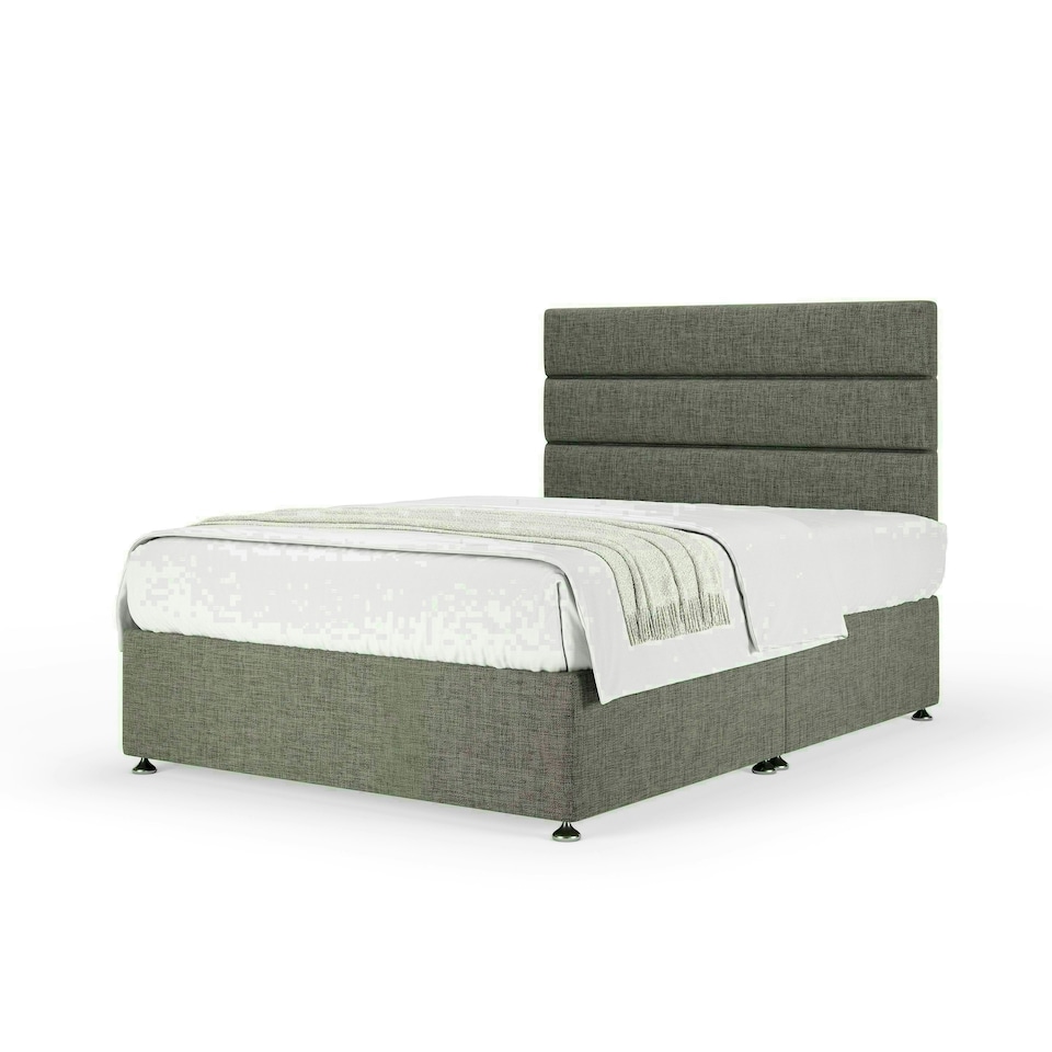 Slate Linen No Drawer Divan Base and Milan Headboard Small Double